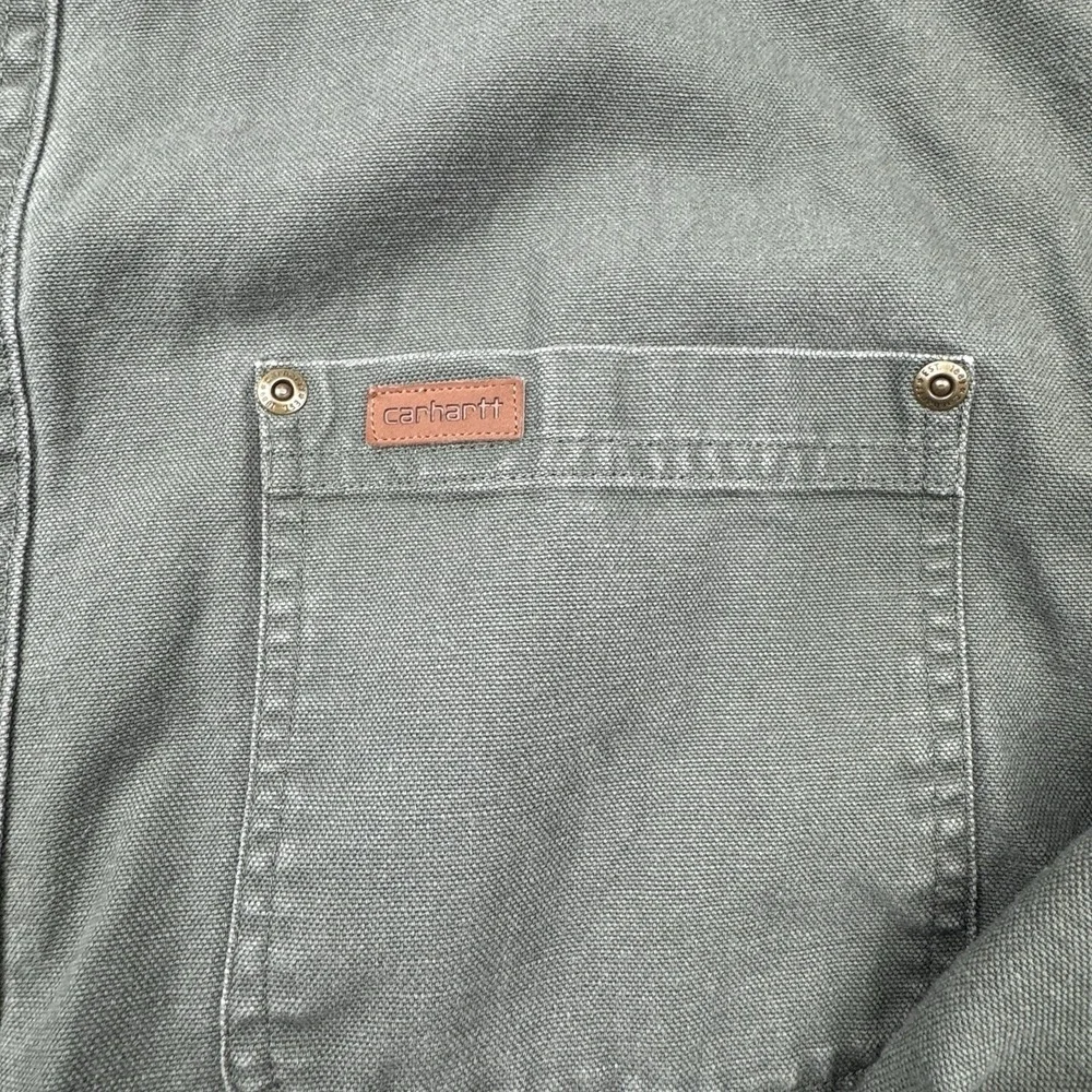 Carhartt S296 MOS Canvas Shirt Jacket Men's Large Moss Green Flannel Lined